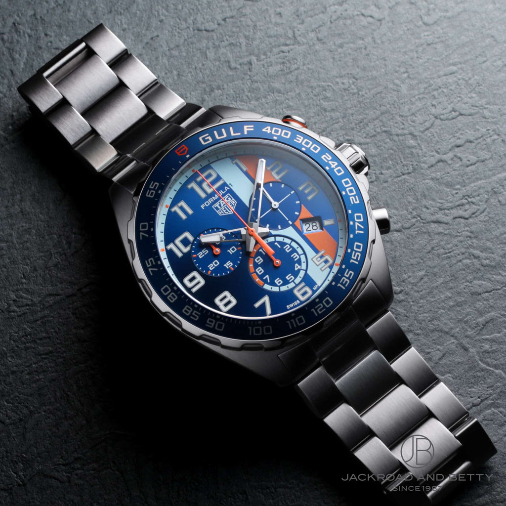 Tag Heuer Formula 1 Gulf Edition Chronograph Blue Dial Silver Steel Strap Watch for Men - CAZ101AT.BA0842 Buy Now By Tag Heuer
