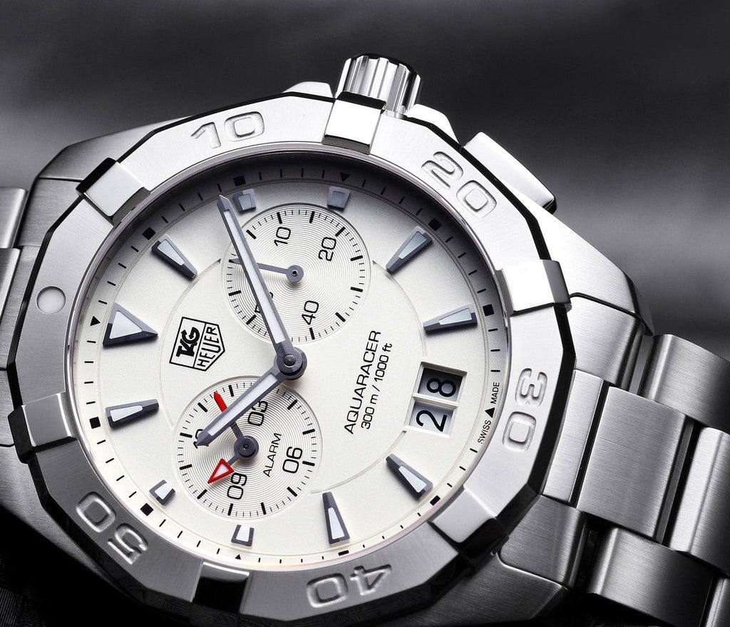 Tag Heuer Aquaracer Chronograph White Dial Silver Steel Strap Watch for Men - WAY111Y.BA0928 Buy Now By Tag Heuer