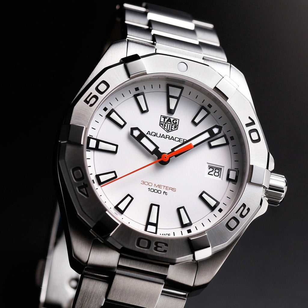 Tag Heuer Aquaracer Quartz White Dial Silver Steel Strap Watch for Men - WBD1111.BA0928 Buy Now By Tag Heuer