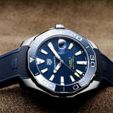Tag Heuer Aquaracer Calibre 5 Automatic Blue Dial Blue Rubber Strap Watch for Men - WAY201B.FT6150 Buy Now By Tag Heuer