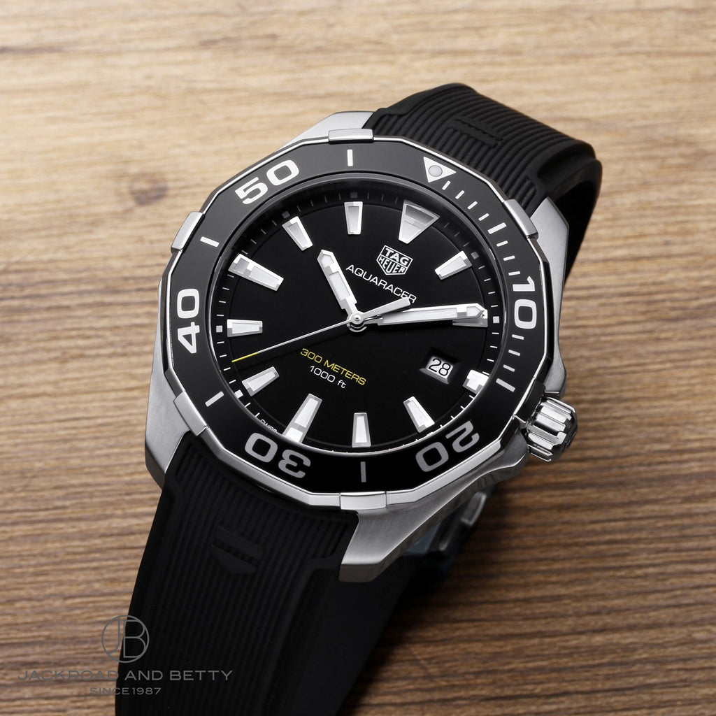 Tag Heuer Aquaracer 40mm Quartz Black Dial Black Rubber Strap Watch for Men -  WAY101A.FT6141