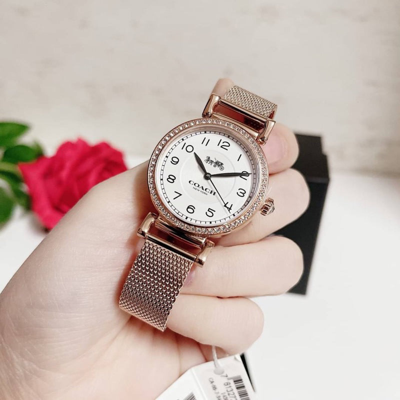 Coach Madison White Dial Rose Gold Mesh Bracelet Watch for Women - 14503398 Buy Now By Coach