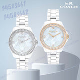 Coach Preston Mother of Pearl White Dial White Steel Strap Watch for Women - 14503662 Buy Now By Coach