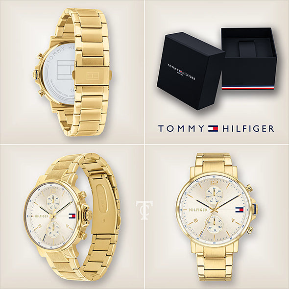 Tommy Hilfiger Daniel White Dial Gold Steel Strap Watch for Men - 1710415 Buy Now By Tommy Hilfiger