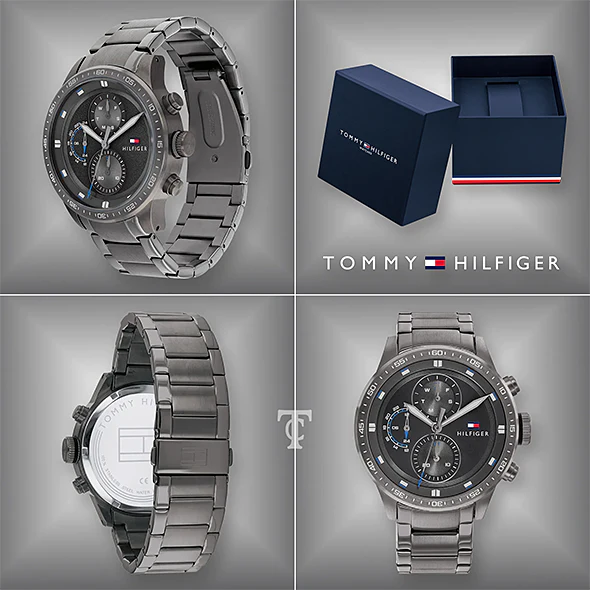 Tommy Hilfiger Trent Chronograph Grey Dial Grey Steel Strap Watch For Men - 1791806 Buy Now By Tommy Hilfiger