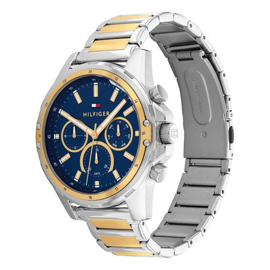 Tommy Hilfiger Mason Chronograph Blue Dial Two Tone Steel Strap Watch For Men - 1791937 Buy Now By Tommy Hilfiger