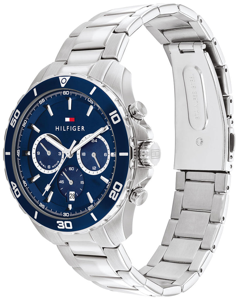 Tommy Hilfiger Jordan Chronograph Blue Dial Silver Steel Strap Watch For Men - 1792094 Buy Now By Tommy Hilfiger