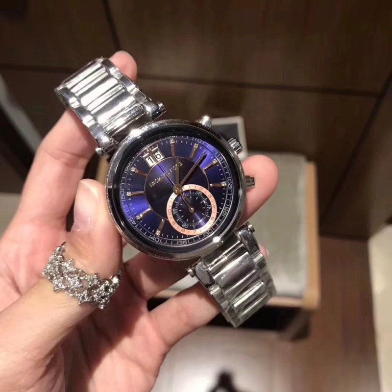 Michael Kors Sawyer Navy Blue Dial Silver Steel Strap Watch for Women - MK6224 Buy Now By Michael Kors