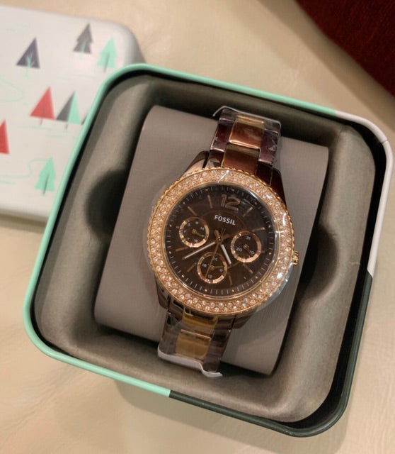 Fossil Stella Multifunction Brown Dial Two Tone Steel Strap Watch for Women - ES4079 Buy Now By Fossil