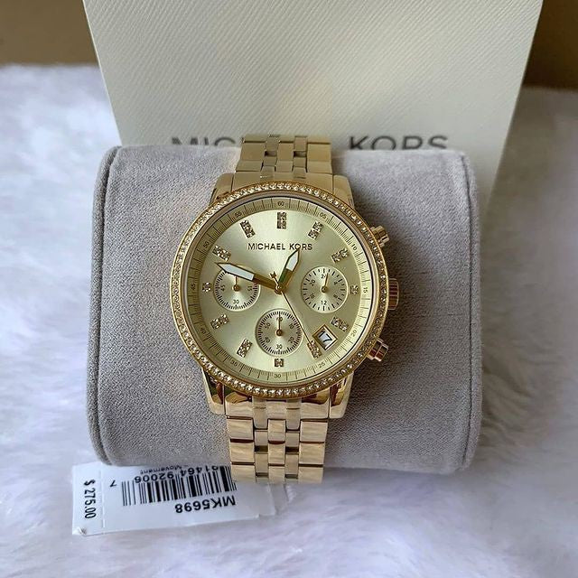 Michael Kors Runway Chronograph Gold Dial Gold Steel Strap Watch For Women - MK5698 Buy Now By Michael Kors
