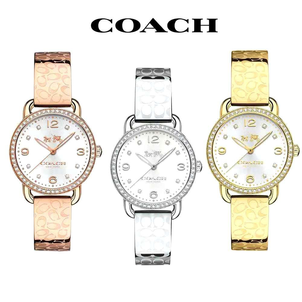 Coach Delancey Diamonds Silver Dial Gold Steel Strap Watch for Women - 14502354 Buy Now By Coach