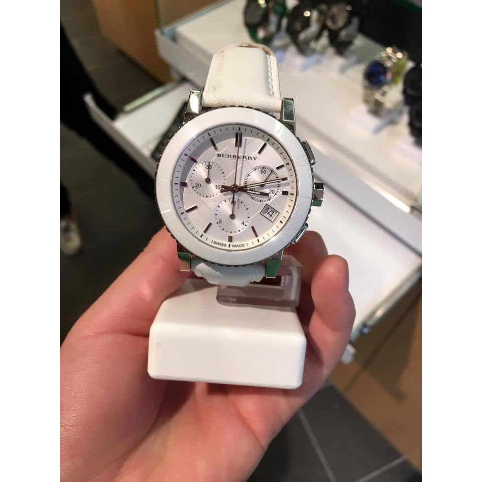 Burberry City Chronograph White Dial White Leather Strap Watch For Women - BU9701 Buy Now By Burberry