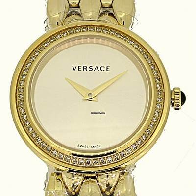 Versace V Flare Diamonds Silver Dial Gold Steel Strap Watch for Women - VEBN00918 Buy Now By Versace