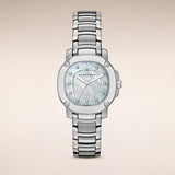 Burberry The Britain Diamonds Mother of Pearl Dial Silver Steel Strap Watch for Women - BBY1804 Buy Now By Burberry