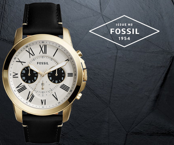 Fossil Grant Chronograph White Dial Black Leather Strap Watch for Men - FS5272 Buy Now By Fossil