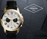 Fossil Grant Chronograph White Dial Black Leather Strap Watch for Men - FS5272 Buy Now By Fossil