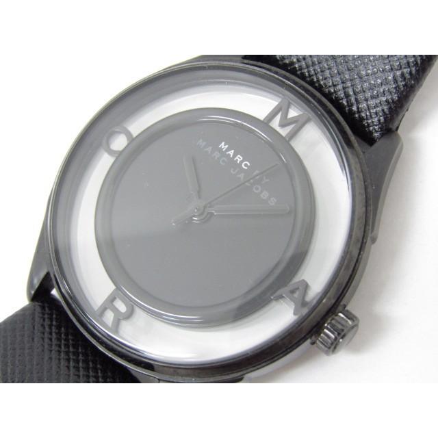 Marc Jacobs Tether Transparent Black Dial Black Leather Strap Watch for Women - MBM1379 Buy Now By Marc Jacobs