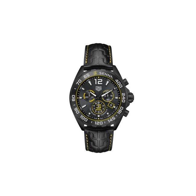 Tag Heuer Formula 1 Chronograph Senna Black Dial Black Leather Strap Watch for Men - CAZ101AJ.FC6487 Buy Now By Tag Heuer