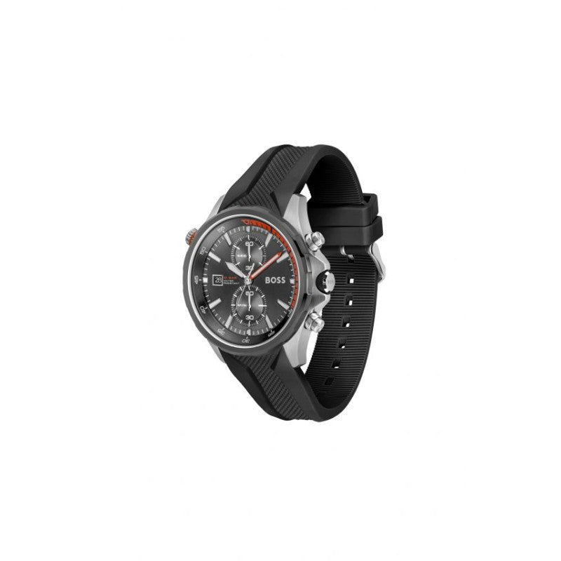Hugo Boss Globetrotter Grey Dial Black Silicone Strap Watch for Men - 1513931 Buy Now By Hugo Boss
