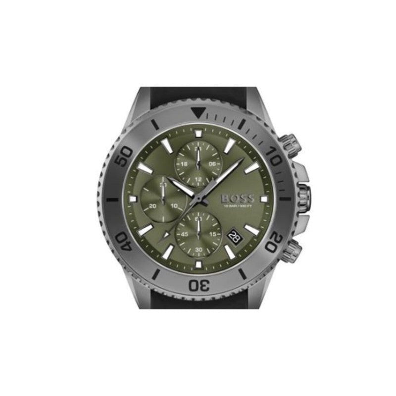 Hugo Boss Admiral Green Dial Black Silicon Rubber Strap Watch for Men - 1513967 Buy Now By Hugo Boss