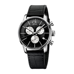 Calvin Klein City Chronograph Black Dial Black Leather Strap Watch for Men - K2G271CX Buy Now By Calvin Klein