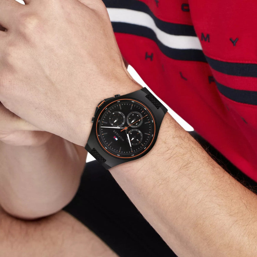 Tommy Hilfiger Justin Black Dial Black Rubber Strap Watch For Men - 1792056 Buy Now By Tommy Hilfiger