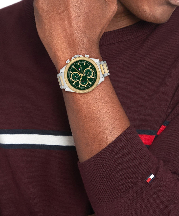 Tommy Hilfiger Clark Chronograph Blue Dial Two Tone Steel Strap Watch For Men - 1792079 Buy Now By Tommy Hilfiger