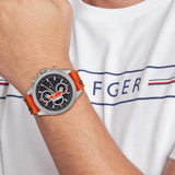 Tommy Hilfiger Clark Chronograph Grey Dial Orange Rubber Strap Watch For Men - 1792084 Buy Now By Tommy Hilfiger