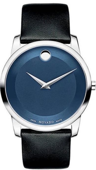 Movado Museum Classic Blue Dial Black Leather Strap Watch for Men - 606610 Buy Now By Movado
