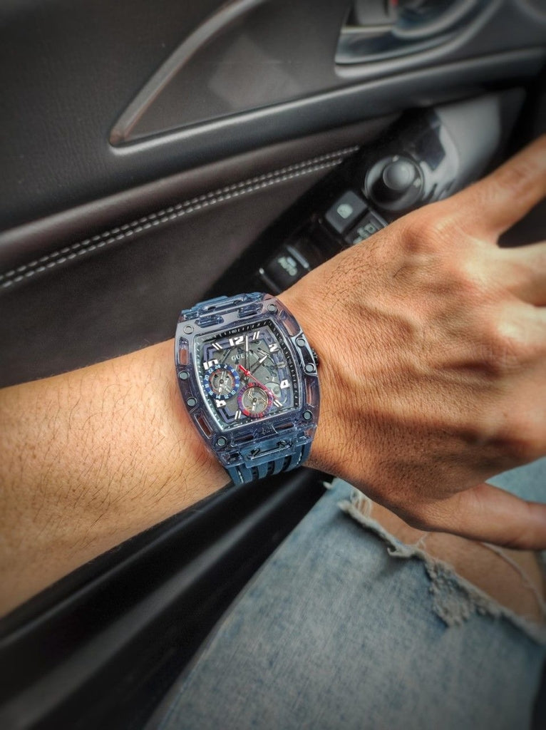 Guess Phoenix Chronograph Black Dial Black Rubber Strap Watch for Men - GW0499G1 Buy Now By Guess