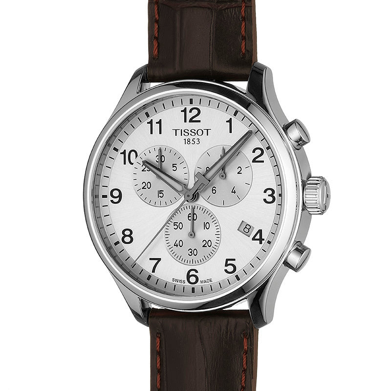 Tissot T Sport Chrono XL Classic Silver Dial Brown Leather Strap Watch For Men - T116.617.16.037.00 Buy Now By Tissot