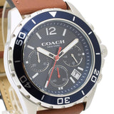 Coach Kent Chronograph Blue Dial Brown Leather Strap Watch for Men - 14602560 Buy Now By Coach