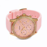 Guess Solar Rose Gold Dial Pink Rubber Strap Watch For Women - W1135L2 Buy Now By Guess