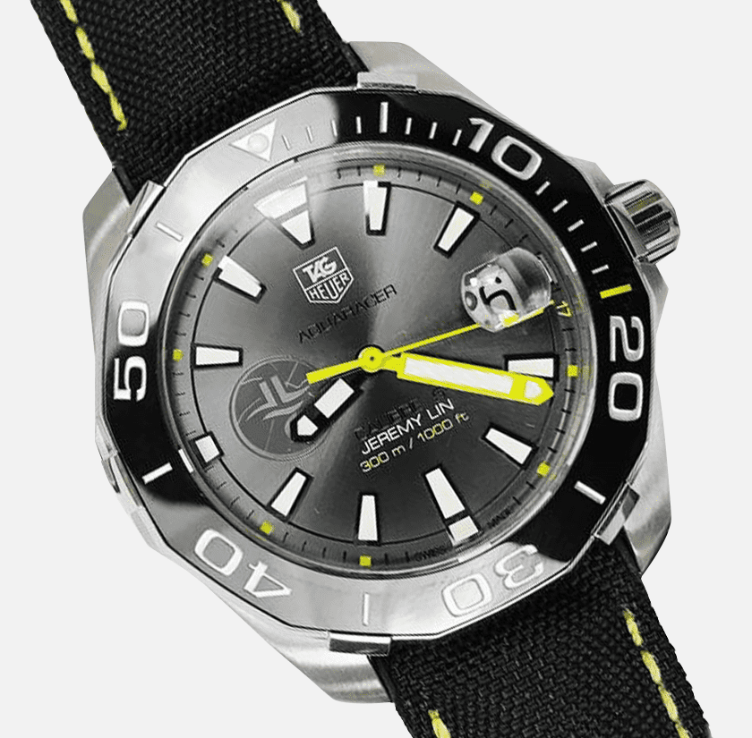 Tag Heuer Aquaracer Jeremy Lin Special Edition Grey Dial Black Nylon Strap Watch for Men - WAY211F.FC6362 Buy Now By Tag Heuer