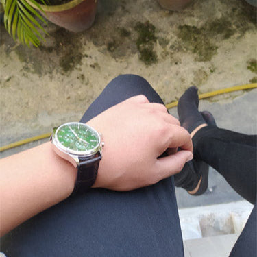 Tissot Chrono XL Chronograph Classic Green Dial Brown Leather Strap Watch For Men - T116.617.16.091.00 Buy Now By Tissot