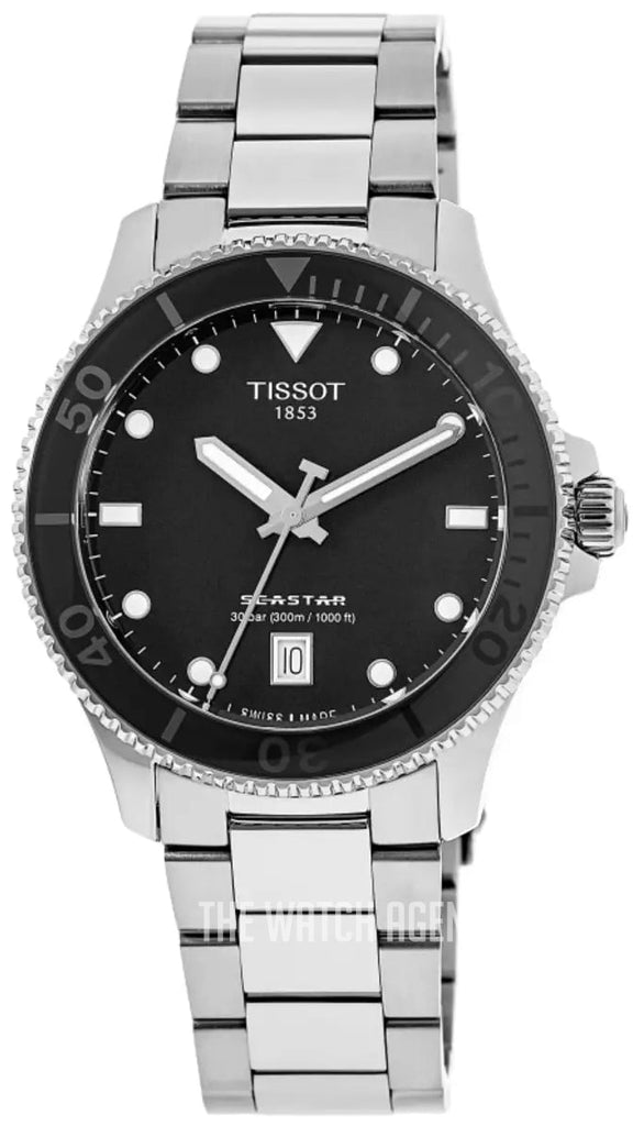 Tissot Seastar 1000 Black Dial Silver Steel Strap Watch For Men - T120.410.11.051.00 Buy Now By Tissot