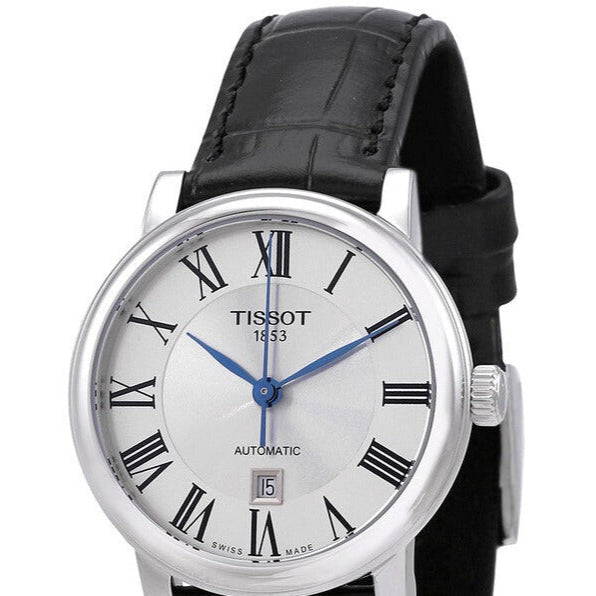 Tissot Carson Premium Automatic Lady Silver Dial Black Leather Strap Watch for Women - T122.207.16.033.00 Buy Now By Tissot