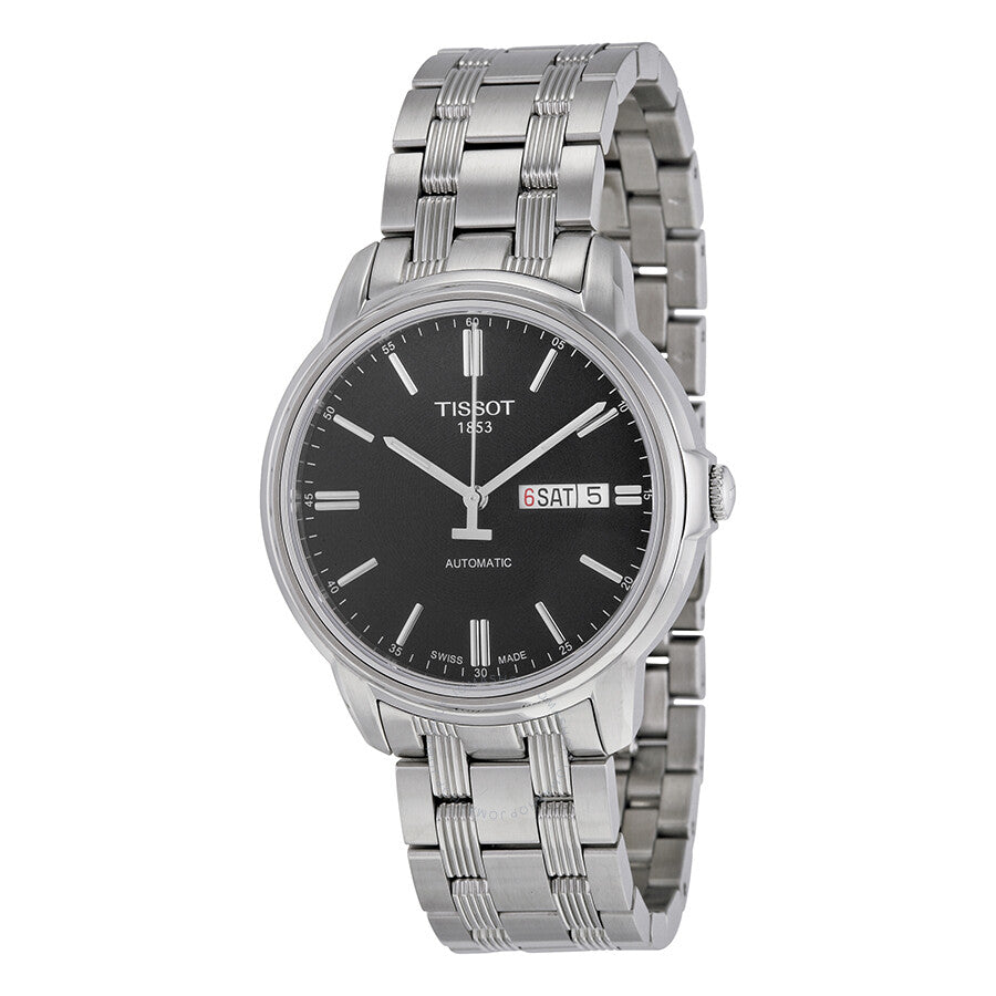 Tissot Automatics III Black Dial Silver Steel Strap Watch For Men - T065.430.11.051.00 Buy Now By Tissot