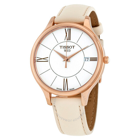 Tissot T Lady Bella Ora Round White Dial Beige Leather Strap Watch For Women - T103.210.36.018.00 Buy Now By Tissot