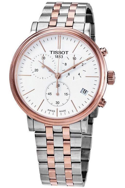 Tissot Carson Premium Chronograph White Dial Two Tone Steel Strap Watch For Men - T122.417.22.011.00 Buy Now By Tissot