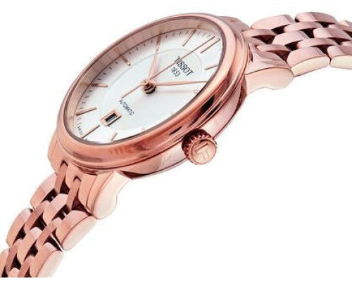 Tissot T Classic Carson Premium White Dial Rose Gold Steel Strap Watch for Women - T122.207.33.031.00 Buy Now By Tissot
