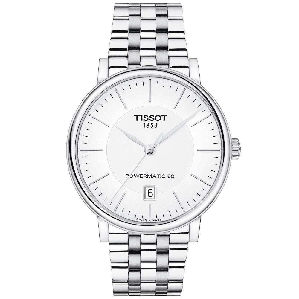 Tissot T Classic Carson Premium Powermatic 80 White Dial Silver Steel Strap Watch For Men - T122.407.11.031.00 Buy Now By Tissot