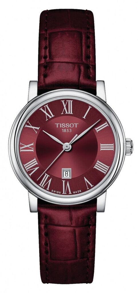 Tissot Carson Premium Lady Maroon Dial Maroon Leather Strap Watch For Women - T122.210.16.373.00 Buy Now By Tissot