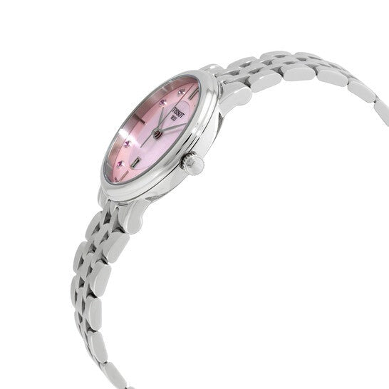 Tissot Carson Premium Lady Mother of Pearl Pink Dial Silver Steel Strap Watch For Women - T122.210.11.159.00 Buy Now By Tissot