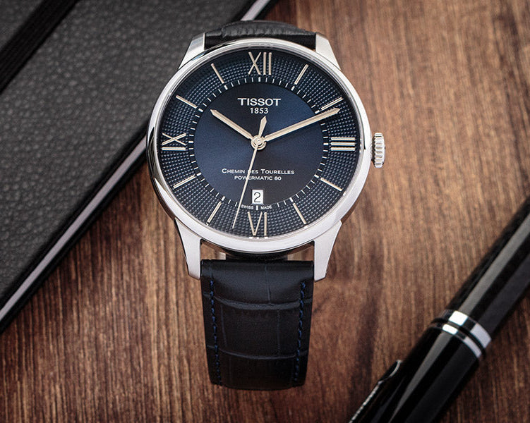 Tissot Chemin Des Tourelles Powermatic 80 Blue Dial Blue Leather Strap Watch for Men - T099.407.16.048.00 Buy Now By Tissot