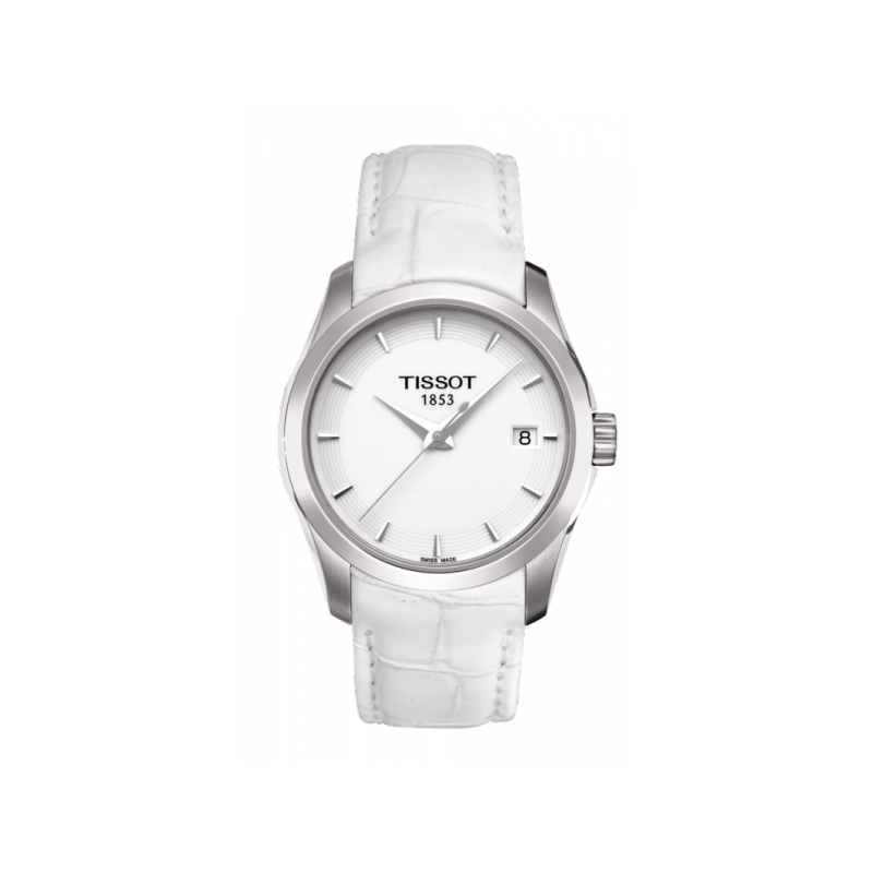 Tissot Couturier Lady Silver Dial White Leather Strap Watch For Women - T035.210.16.011.00 Buy Now By Tissot