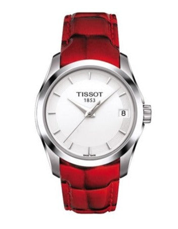 Tissot Couturier White Dial Red Leather Watch For Women - T035.210.16.011.01 Buy Now By Tissot