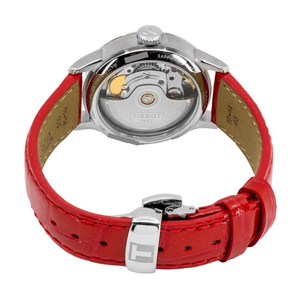 Tissot Chemin Des Tourelles Powermatic 80 Mother of Pearl White Dial Red Leather Strap Watch For Women - T099.207.16.118.00 Buy Now By Tissot