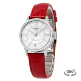 Tissot Chemin Des Tourelles Powermatic 80 Mother of Pearl White Dial Red Leather Strap Watch For Women - T099.207.16.118.00 Buy Now By Tissot