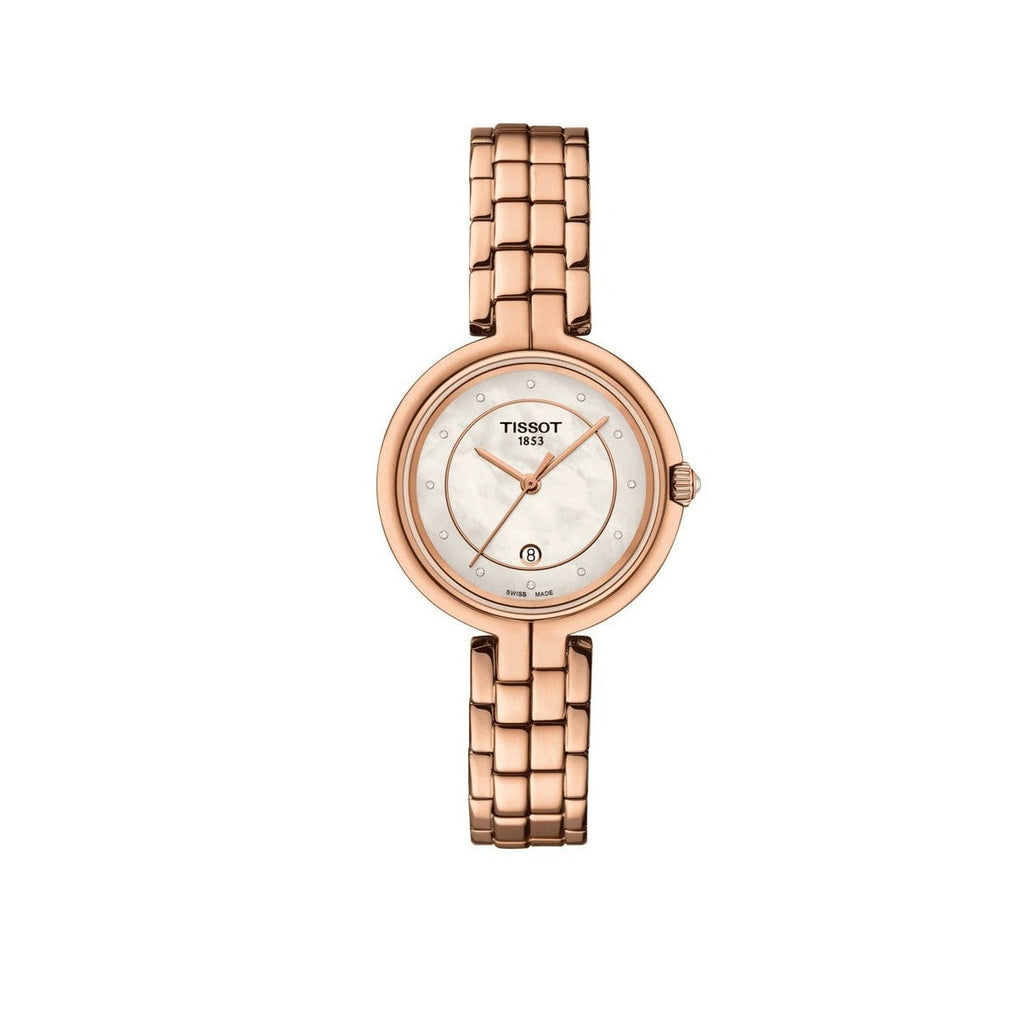 Tissot T Lady Flamingo Mother of Pearl Dial Rose Gold Steel Strap Watch For Women - T094.210.33.116.02 Buy Now By Tissot